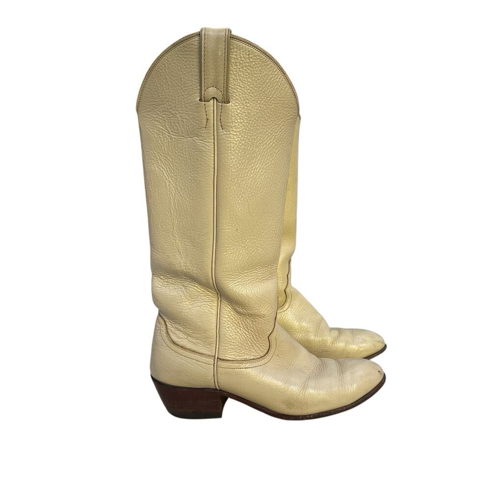 Justin Tall Bone Leather Cowgirl Cowboy Boots Women’s 8 B USA Made
